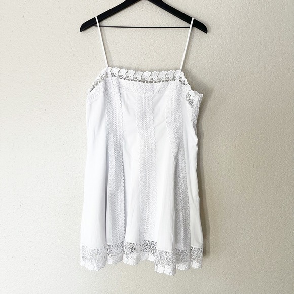 Charo Ruiz Short Dress Ornella White Lace Trim Mini Slip Dress Womens Large NEW - Picture 3 of 9